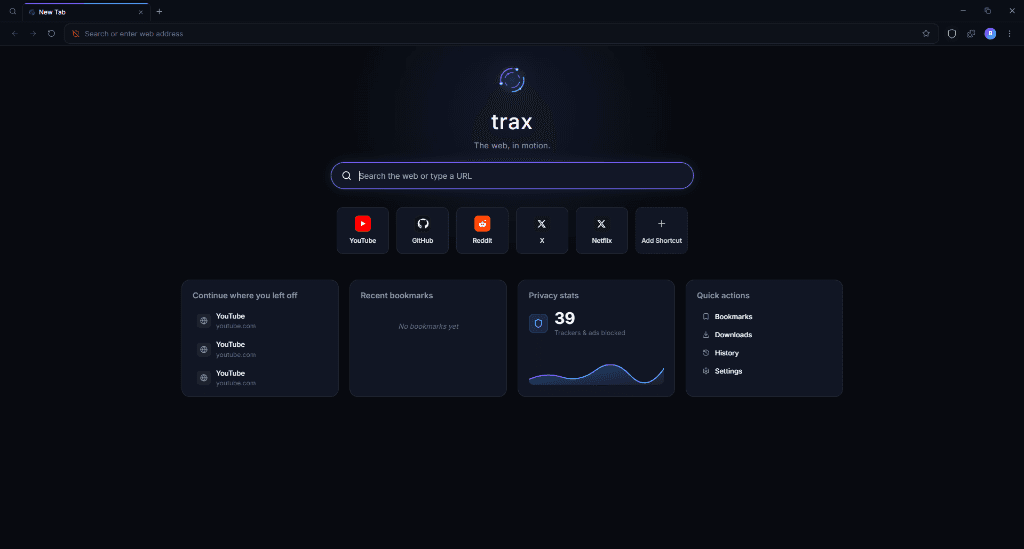 Actual Trax Desktop Browser Running on Windows